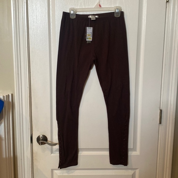 WD.NY leggings button trim choc brown NWT - Picture 2 of 5